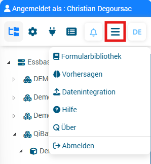 Burger menu unfolded